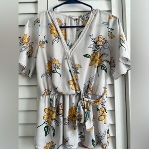 Sienna Sky White Dress with Yellow Floral Design